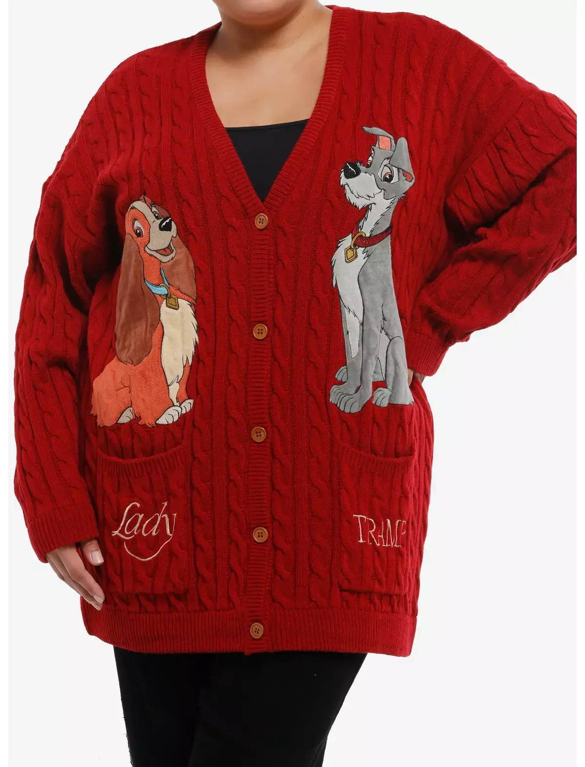 Her Universe Disney Lady And The Tramp Cable Knit Girls Cardigan Plus Size
