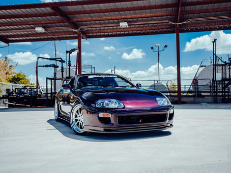 Purple Relentless Motorsports TX Toyota Supra with custom Strasse Forged R10 wheels.