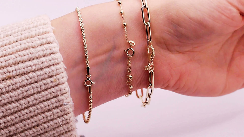 Thumbnail: Graduated Bead Chain Armband (14k goud)