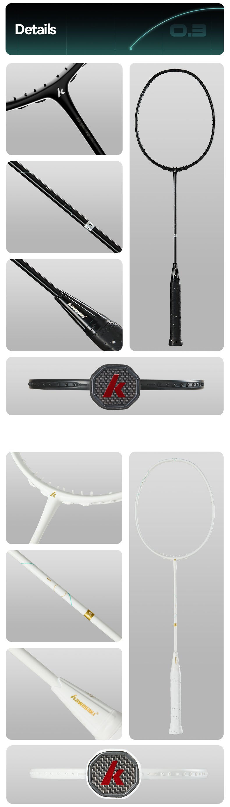 Thumbnail: Kawasaki Transverse Galaxy Badminton Racquet (Strung,White)