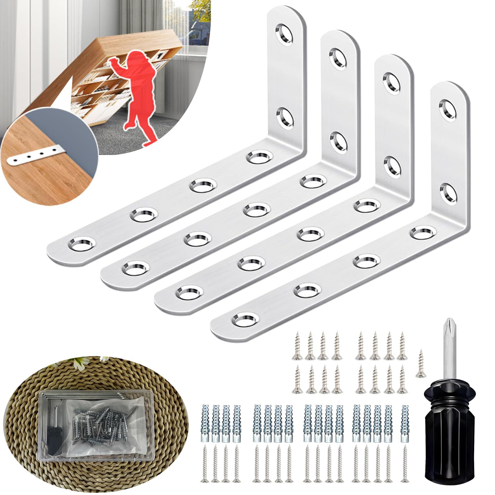 Furniture Anchors Anti Tip Furniture Wall Anchor for Baby Proofing Prevent Falli