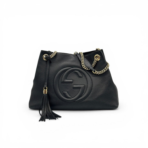Gucci Gucci Soho Chain Medium Borsa Tracolla Nera Pelle