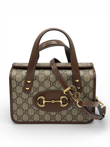Gucci Gucci Horsebit 1955 Borsa Vintage Pelle Marrone Beige