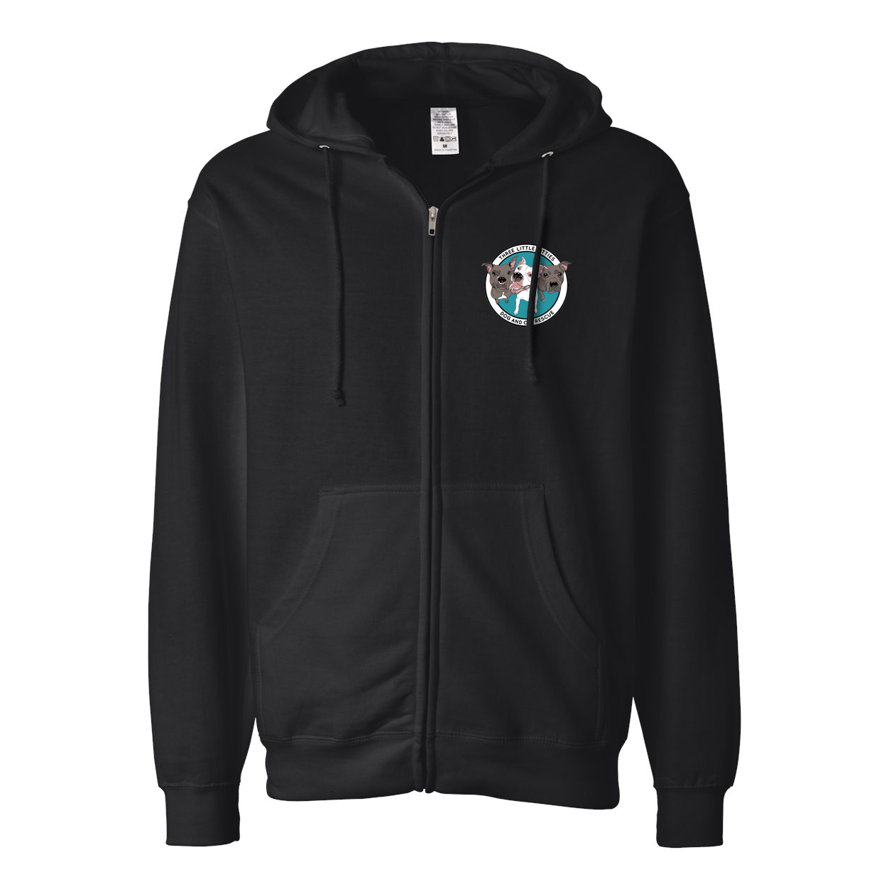 Three Little Pitties Rescue Logo Unisex Zip Hoodie