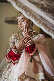 Indian wedding getting ready moments with bride portraits, jewelry details and family during destination wedding in Cancun Mexico