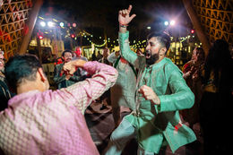 Indian wedding groom dancing Sangeet celebration Garza Blanca Cancun Mexico