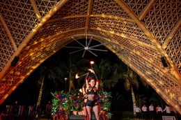 Indian wedding Sangeet fire performance Garza Blanca Cancun Mexico
