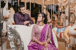 Indian destination wedding couple portrait carousel Garza Blanca Cancun Mexico