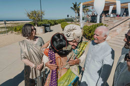 Indian wedding groom family moment Los Cabos Mexico