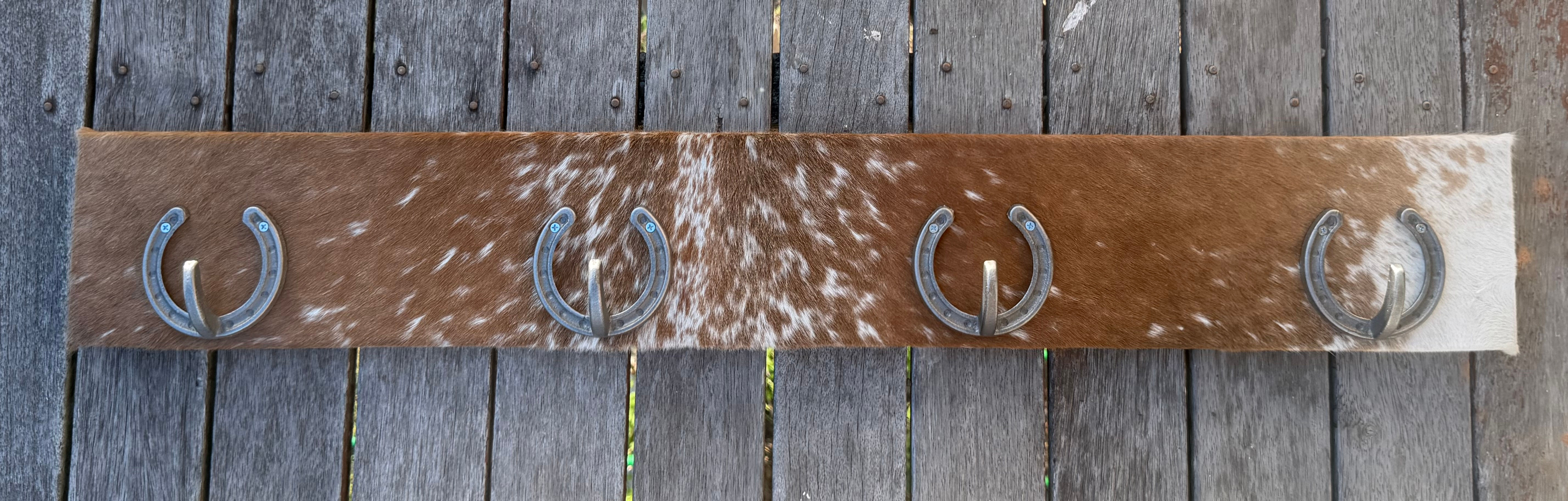Cowhide Storage Hanger - Large with Silver Hooks