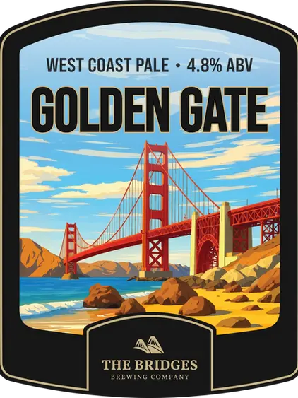 The Bridges Brewing Company Golden Gate West Coast American Pale Ale 4.8% ABV Pump Clip