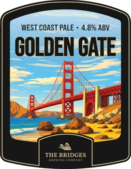 The Bridges Brewing Company Golden Gate West Coast American Pale Ale 4.8% ABV Pump Clip