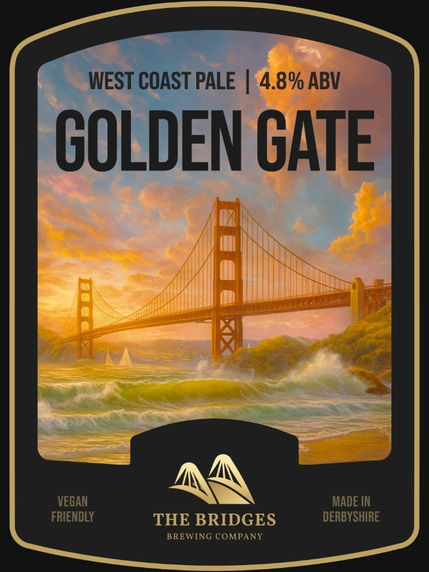 The Bridges Brewing Company Golden Gate West Coast American Pale Ale 4.8% ABV Pump Clip