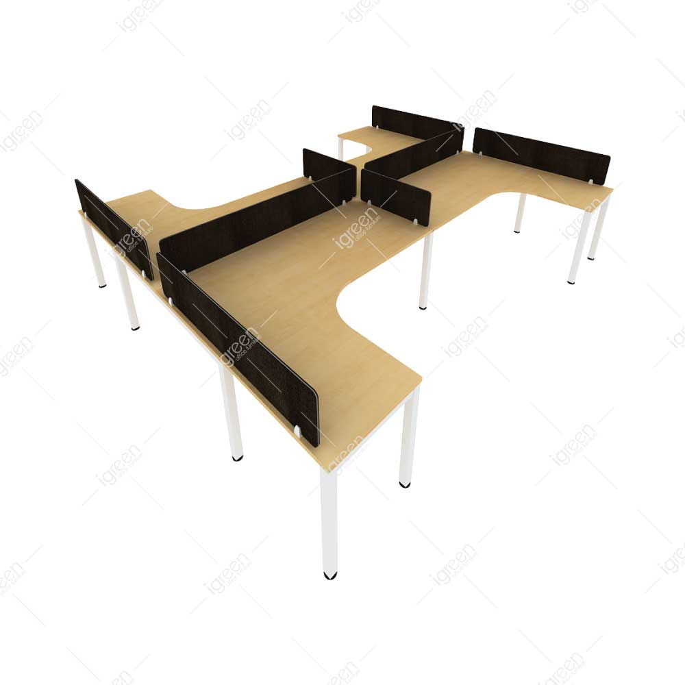 Meja Bentuk L (4 Kluster) Stesen Kerja One Series