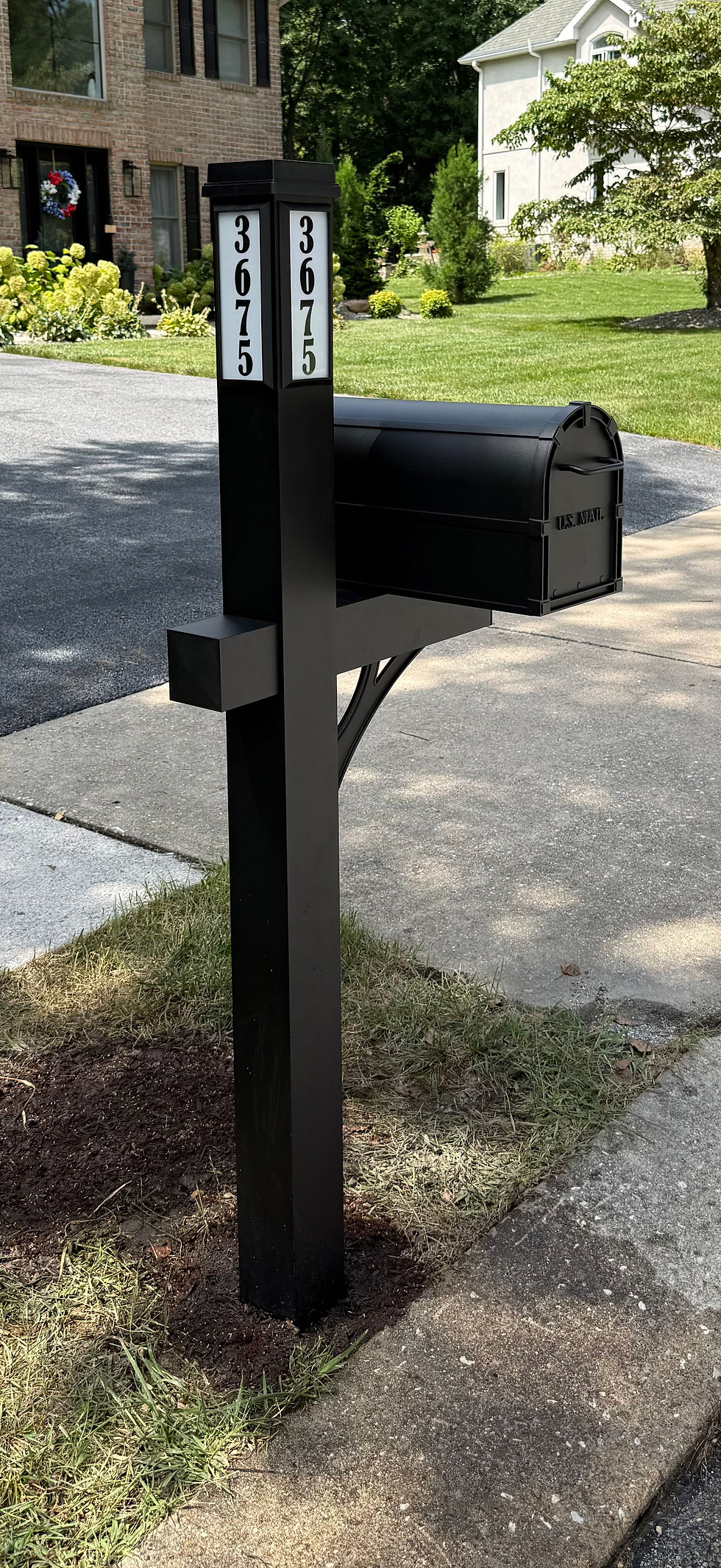 Thumbnail: (#32) Medium-Large Metal Mailbox and Post with Solar Light Number Plate