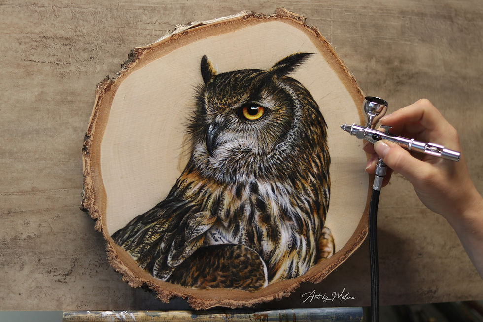 Miniaturbild: Airbrush auf Holz - Eule Original!