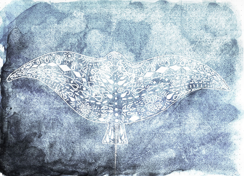 Raie à l'aquarelle