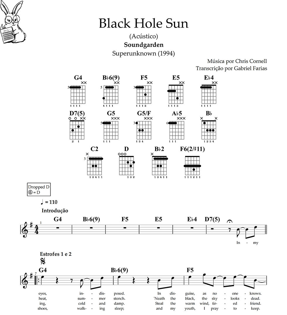 Miniatura: [COMBO] Black Hole Sun [cifra +melodia + violão]