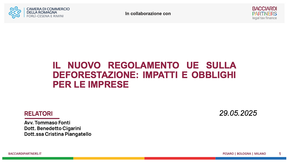 Documento del Webinar: Nuovo regolamento sulla deforestazione EUDR