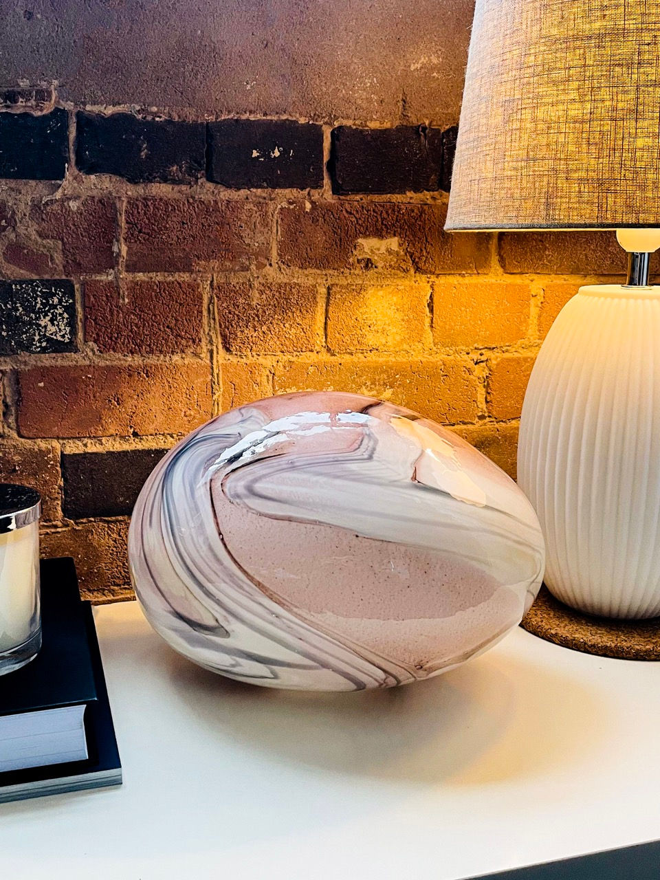 Glass Lamp Pink Calacatta (20cm)