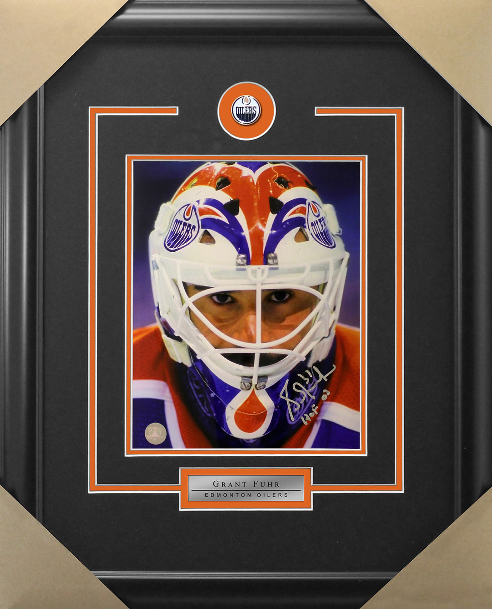Grant Fuhr Signed 8x10 Mask Frame