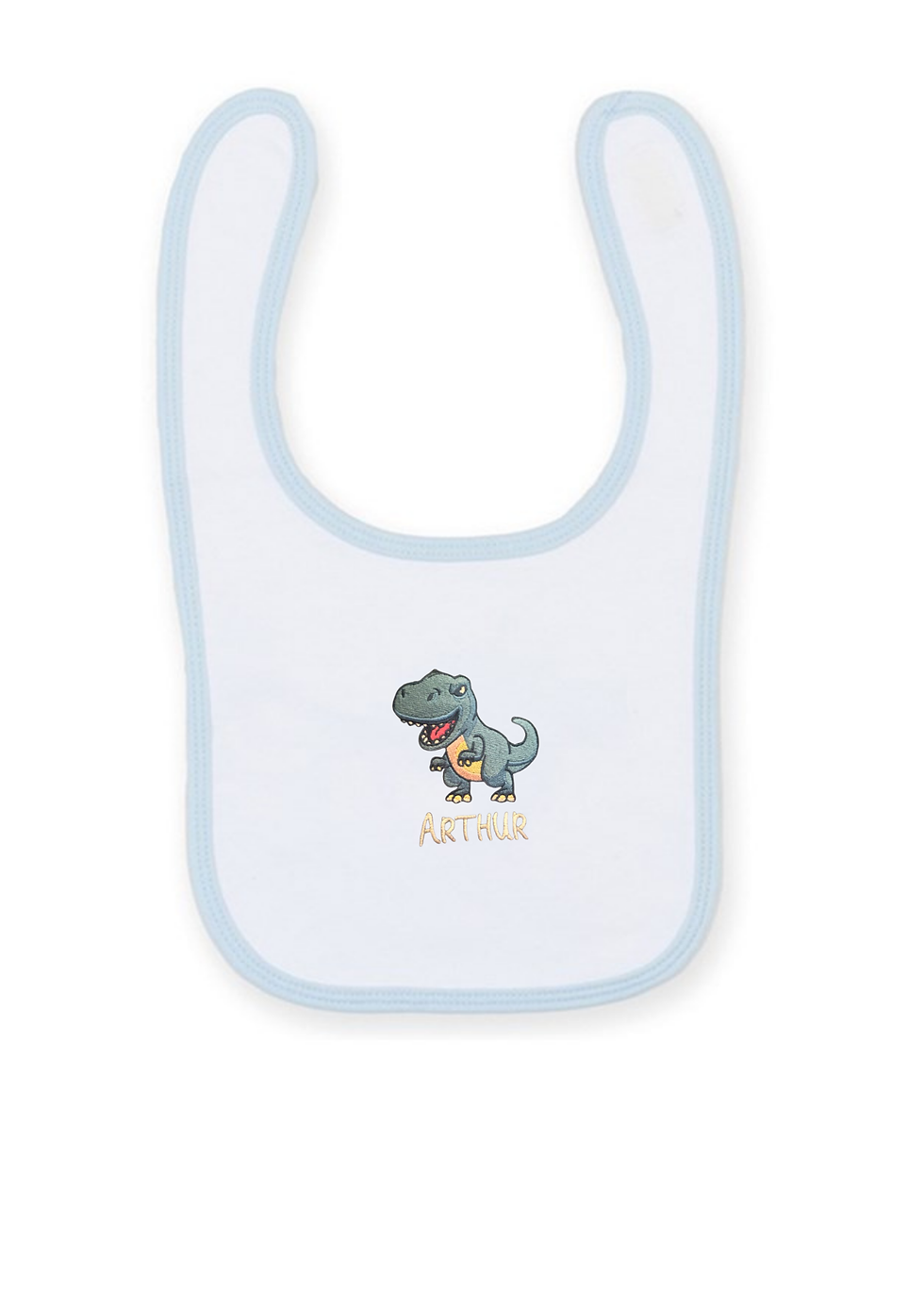 Thumbnail: Embroidered Blue Trim Baby Bib with personalisation 