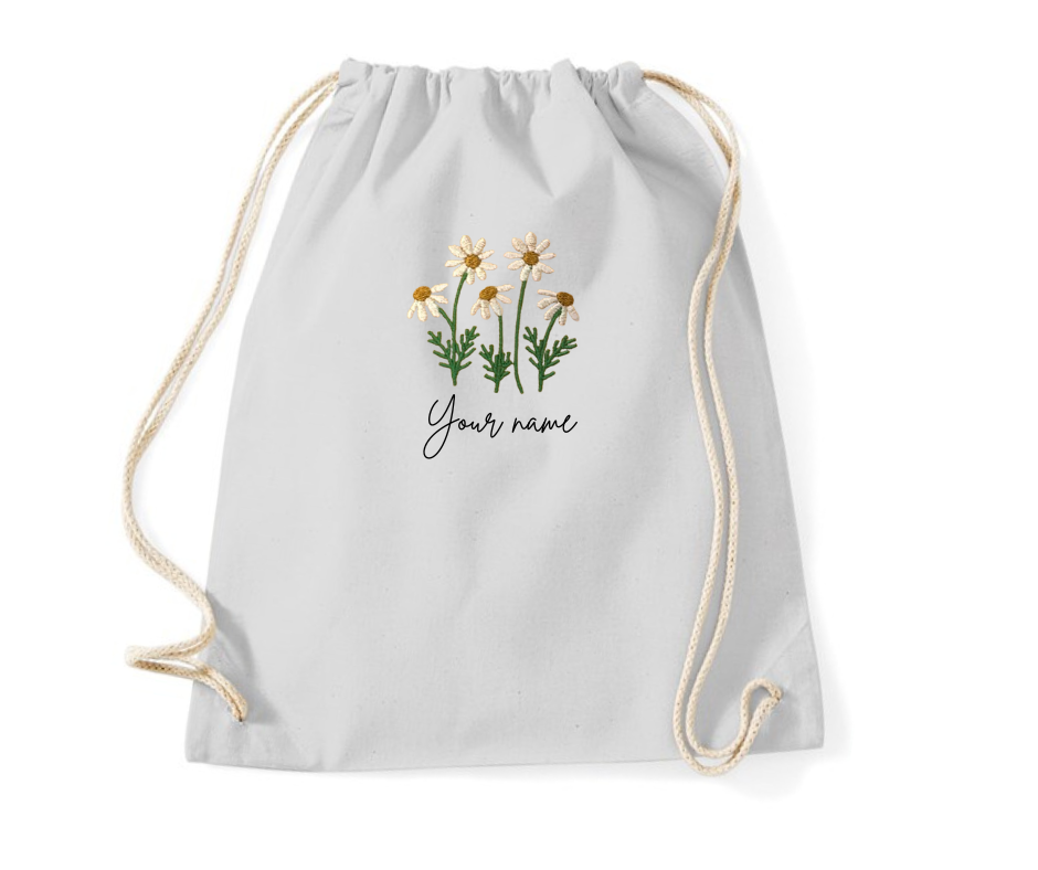 Thumbnail: Personalised 100% Cotton Drawstring - Koala or Daisy Embroidery Detail 