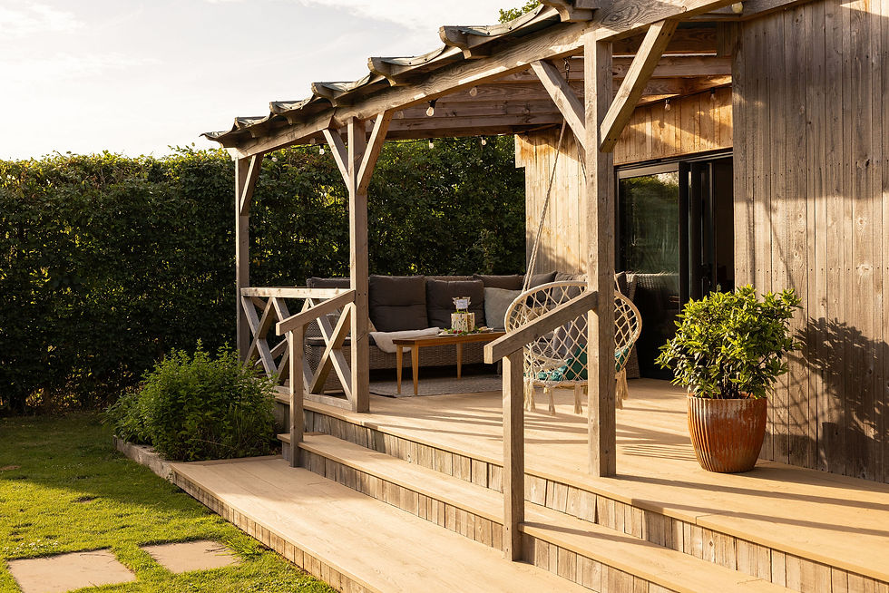Close-up view of solar panels on a holiday cottage roof