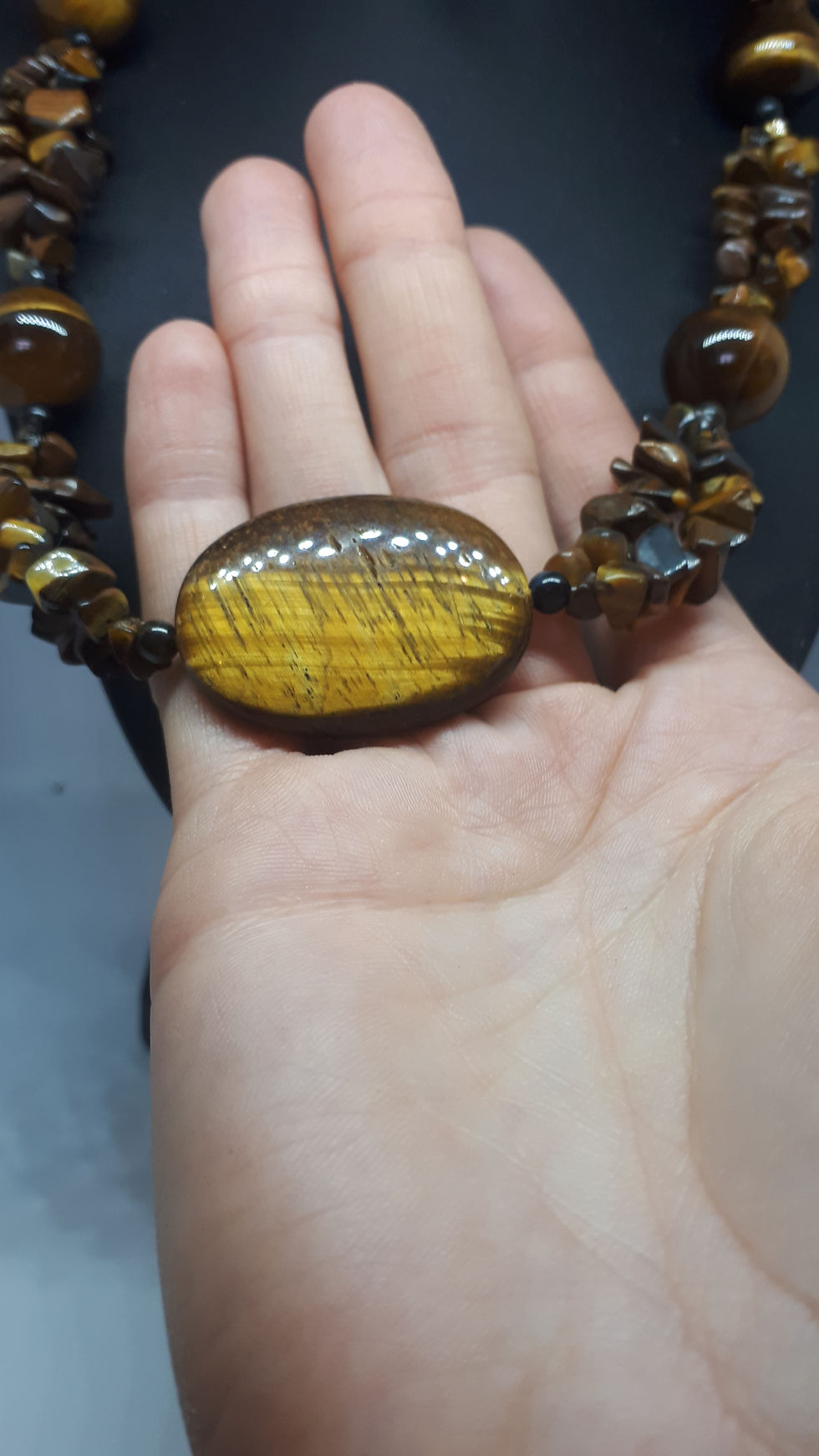 Thumbnail: Silver plated chunky tigers eye necklace