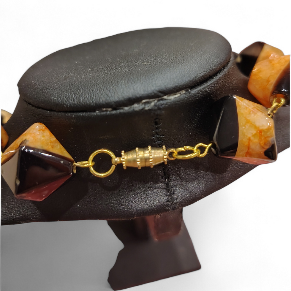Thumbnail: Gold plated Orange and Black Agate necklace
