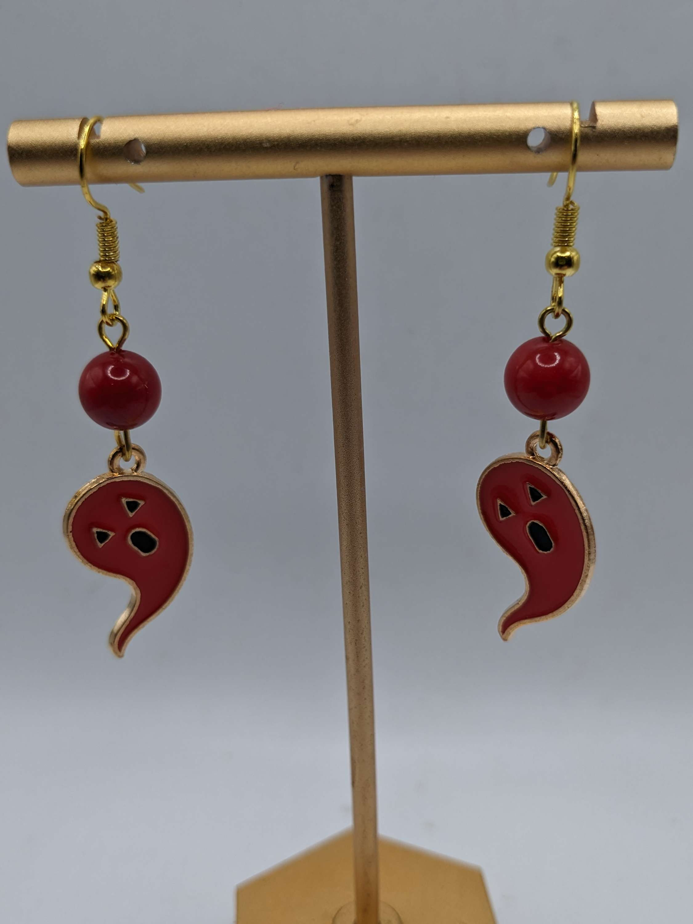 Halloween red ghost quartzite earrings