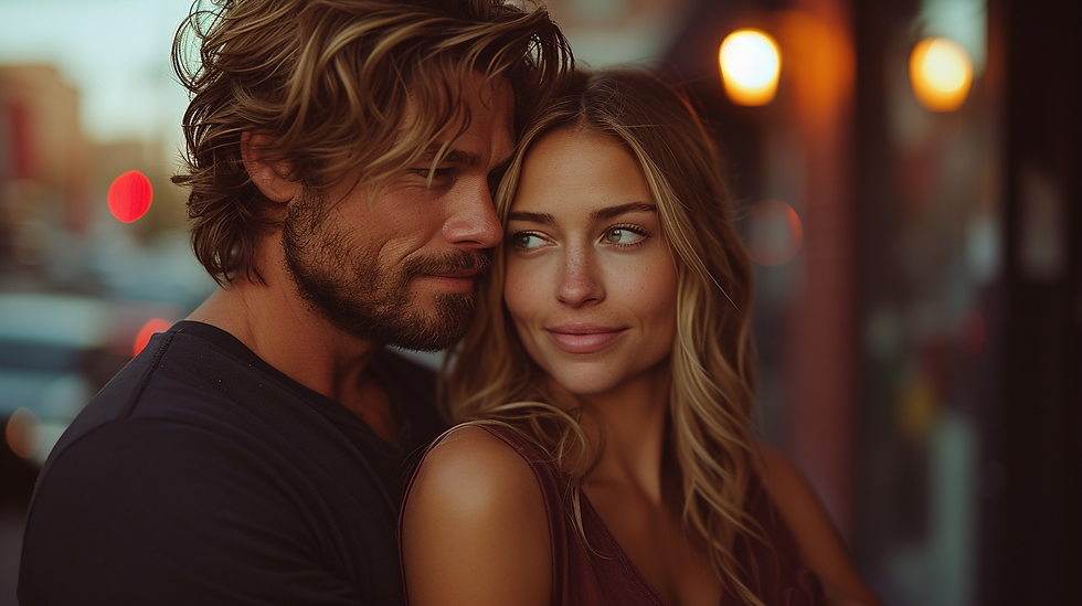 a blond couple on the street