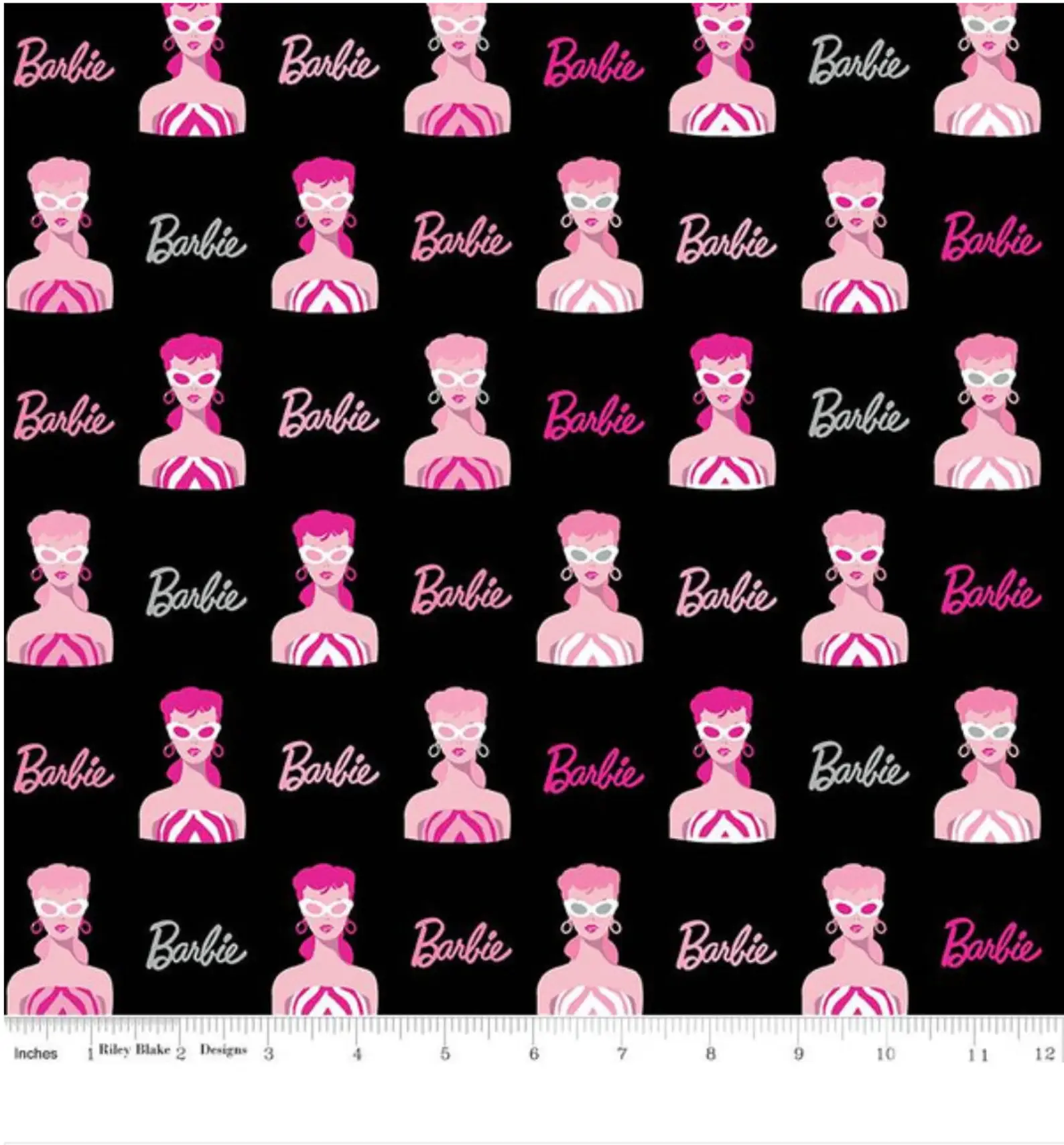 Mattel Barbie Doll 100% Cotton Fabric - Vintage look BARBIE fabric - Riley Blake