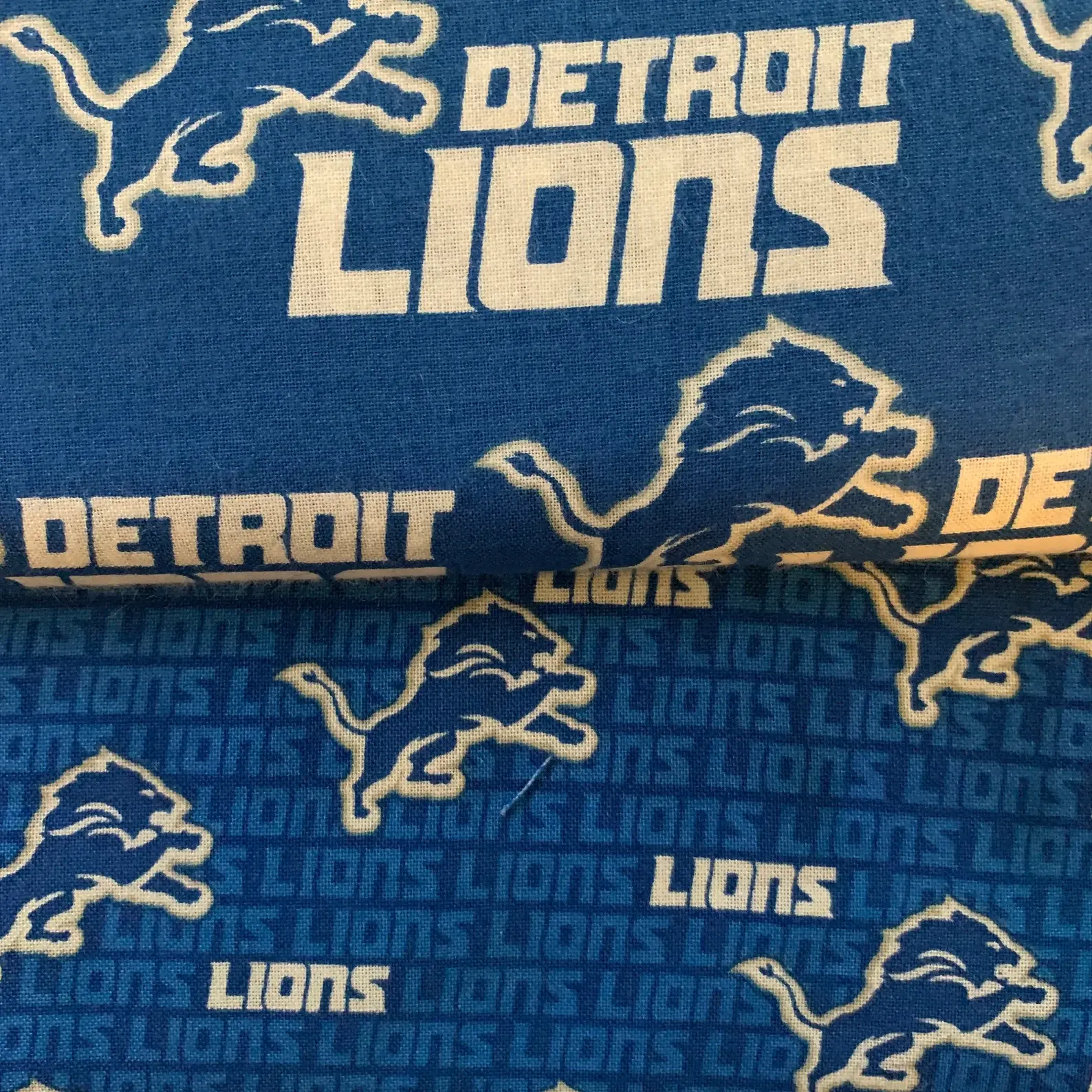 NFL Detroit Lions Cotton Fabric Blue and Retro