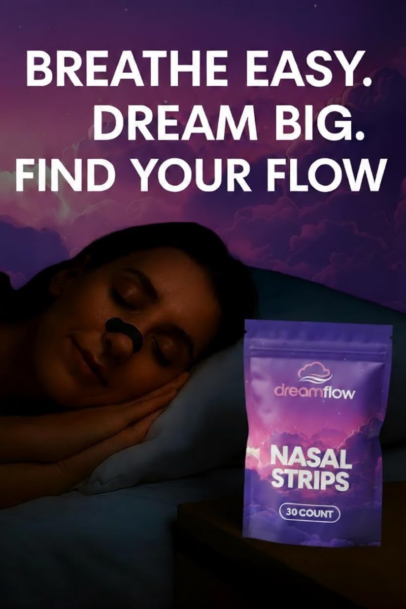 DreamFlow Nasal Strips — "Breathe easy. Dream big. Find your flow."