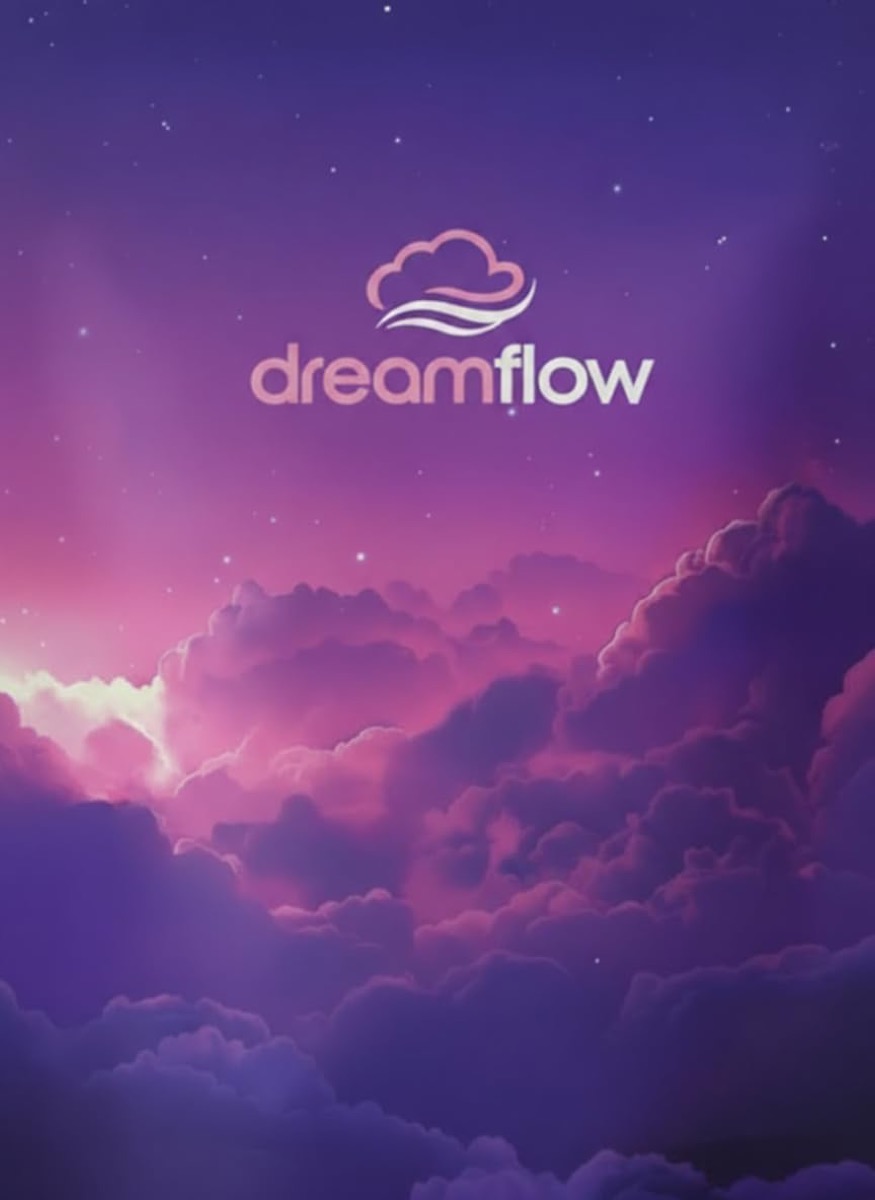 DreamFlow — dreamy clouds at dusk with the DreamFlow logo