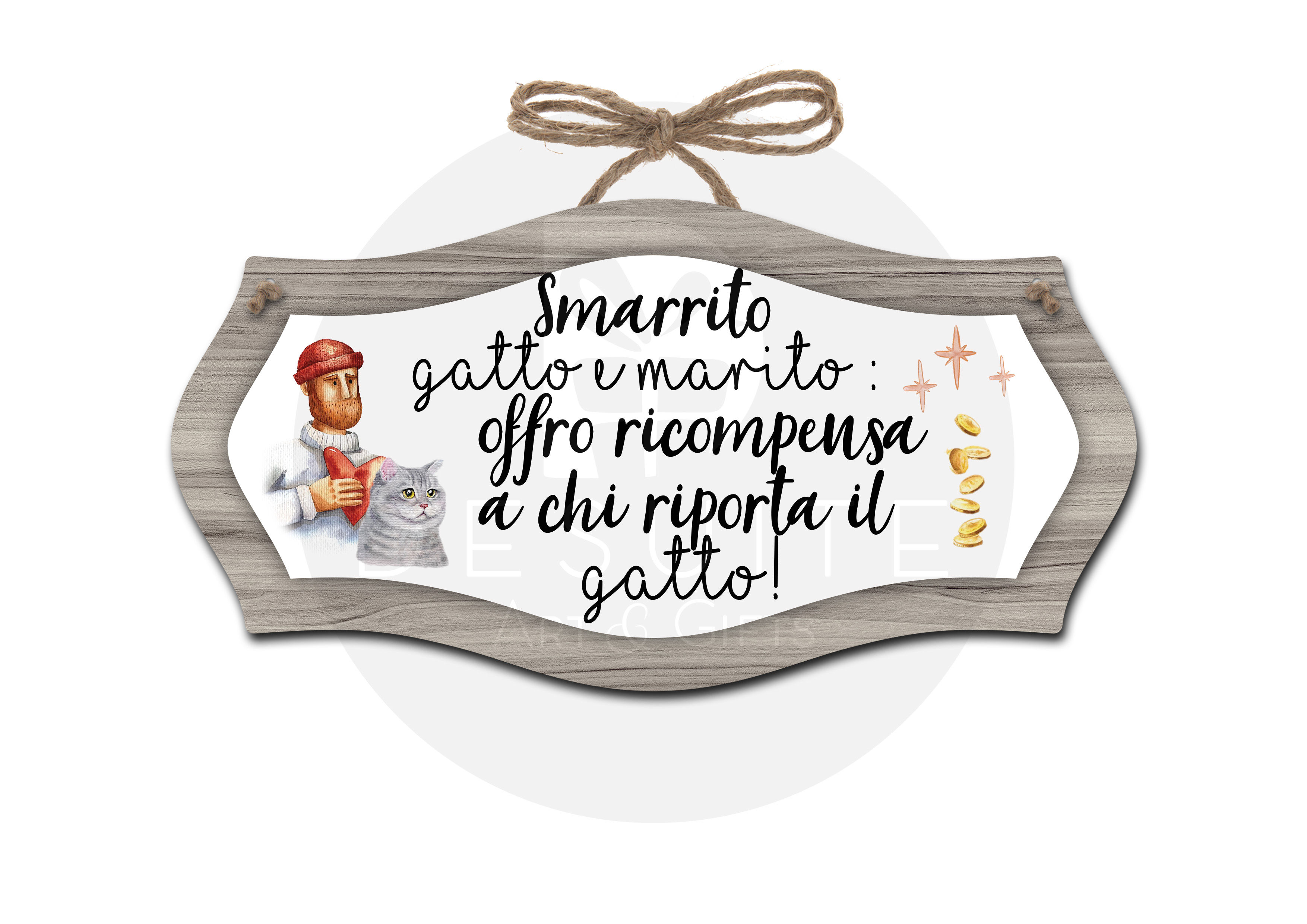 Targhetta Smarrito gatto e marito