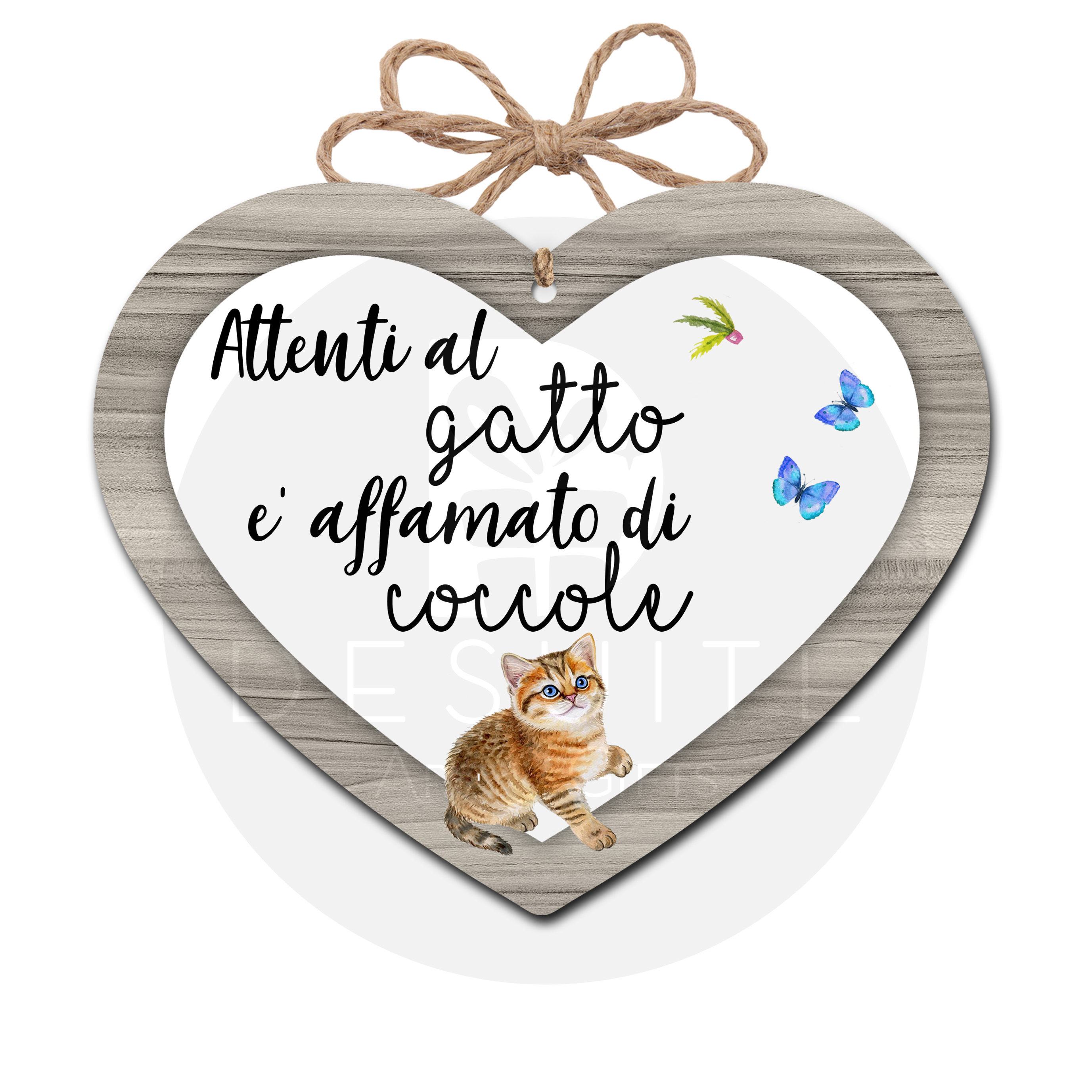 Cuore con Dedica Attenti al gatto