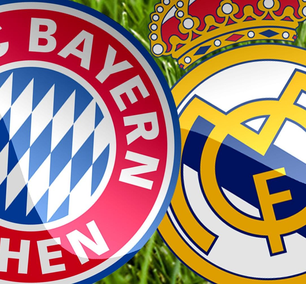 Escudos del Bayern Munich y del Real Madrid. Imagen: Polymarket
