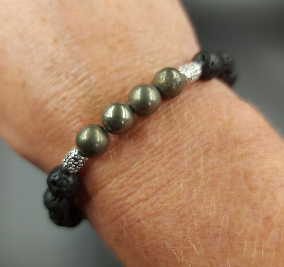 Diffuser Lava Bead Bracelet with Pyrite