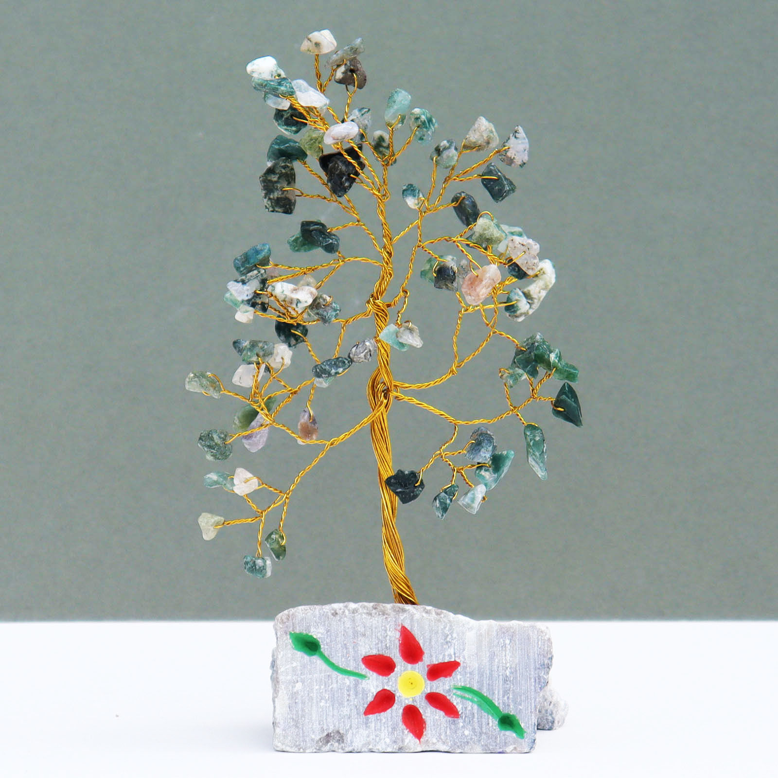 Moss Agate Gemstone Tree - 80 Gemstones