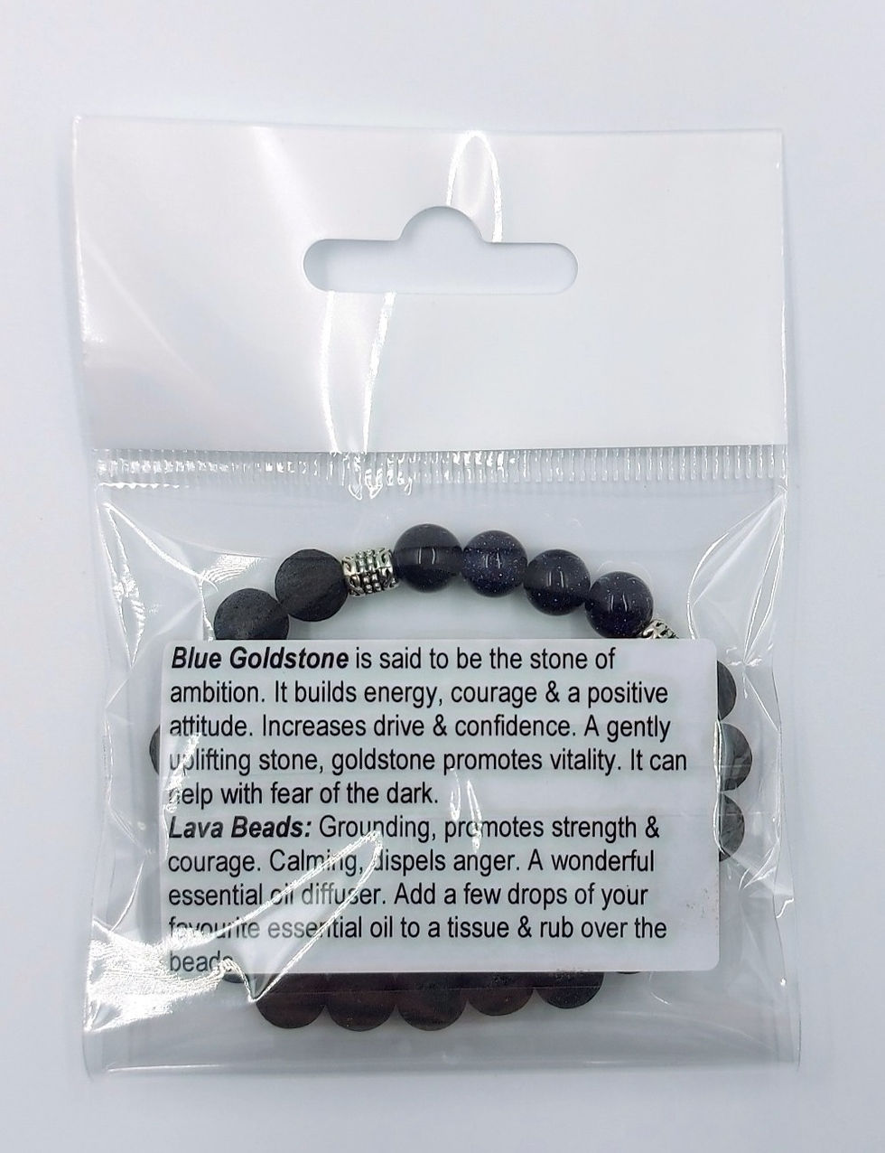 Thumbnail: Diffuser Lava Bead Bracelet with Blue Goldstone