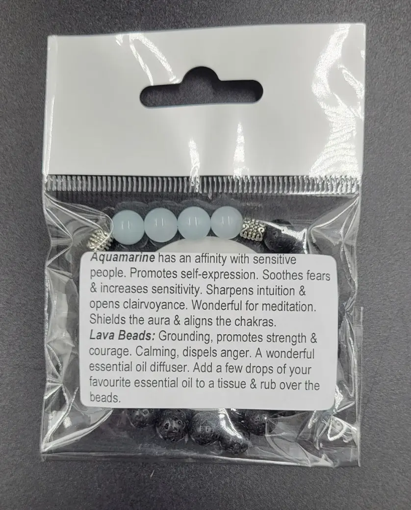 Thumbnail: Diffuser Lava Bead Bracelet with Aquamarine