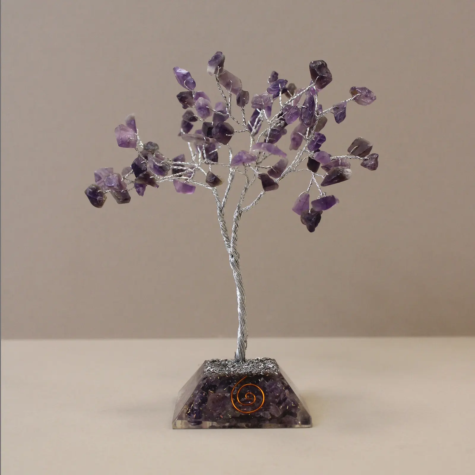 Amethyst Gemstone Tree with Orgonite Base-80 Stones