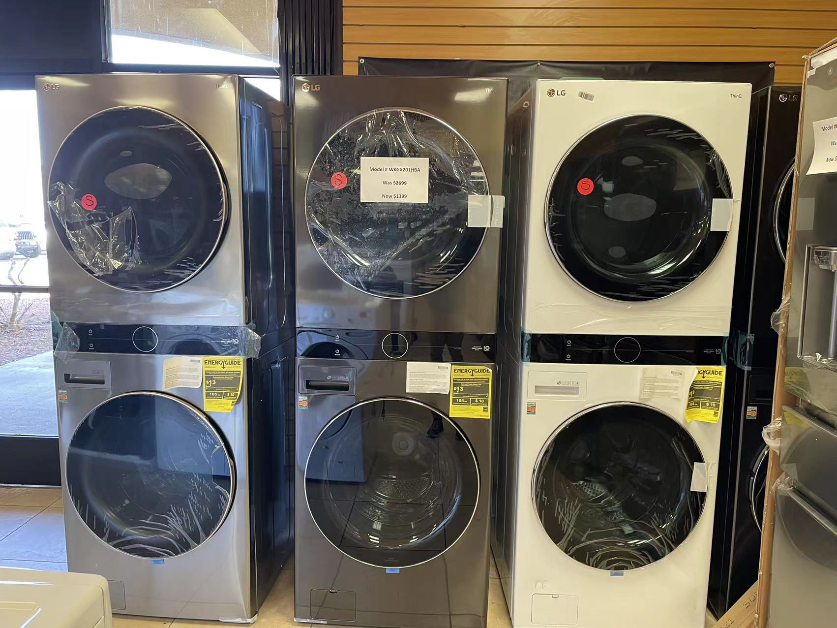 Single Unit Front Load LG WashTower 4.5 cu. ft. Washer and 7.4 cu. ft. Gas Dryer