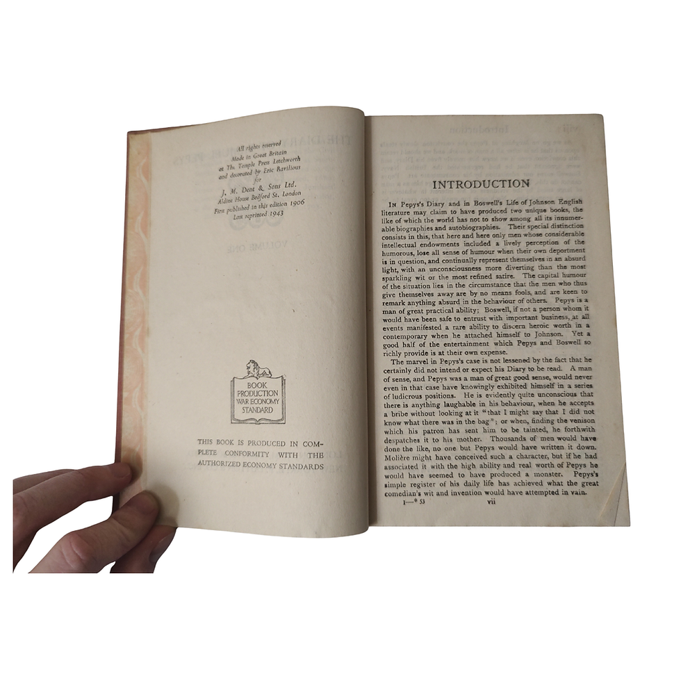 Thumbnail: Diary of Samuel Pepys Vol 1 Everyman's Library 1943
