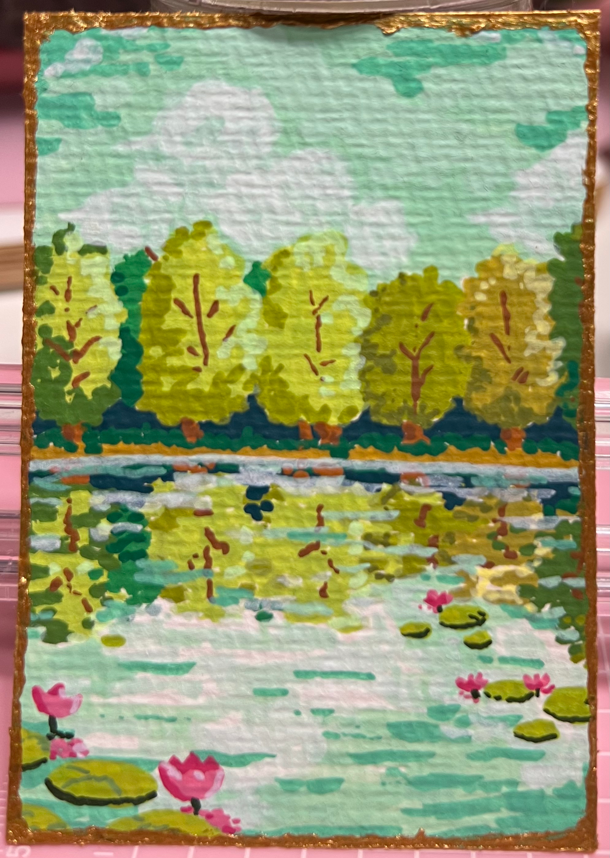 ACEO - A Lake During The Hike - Collectible Original Art