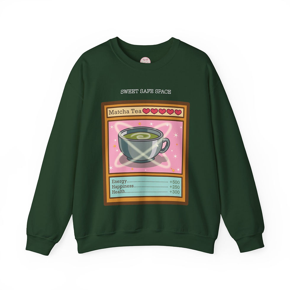 Game Card Stats - MATCHA TEA - Unisex Kawaii Sweatshirt (5 Colors)