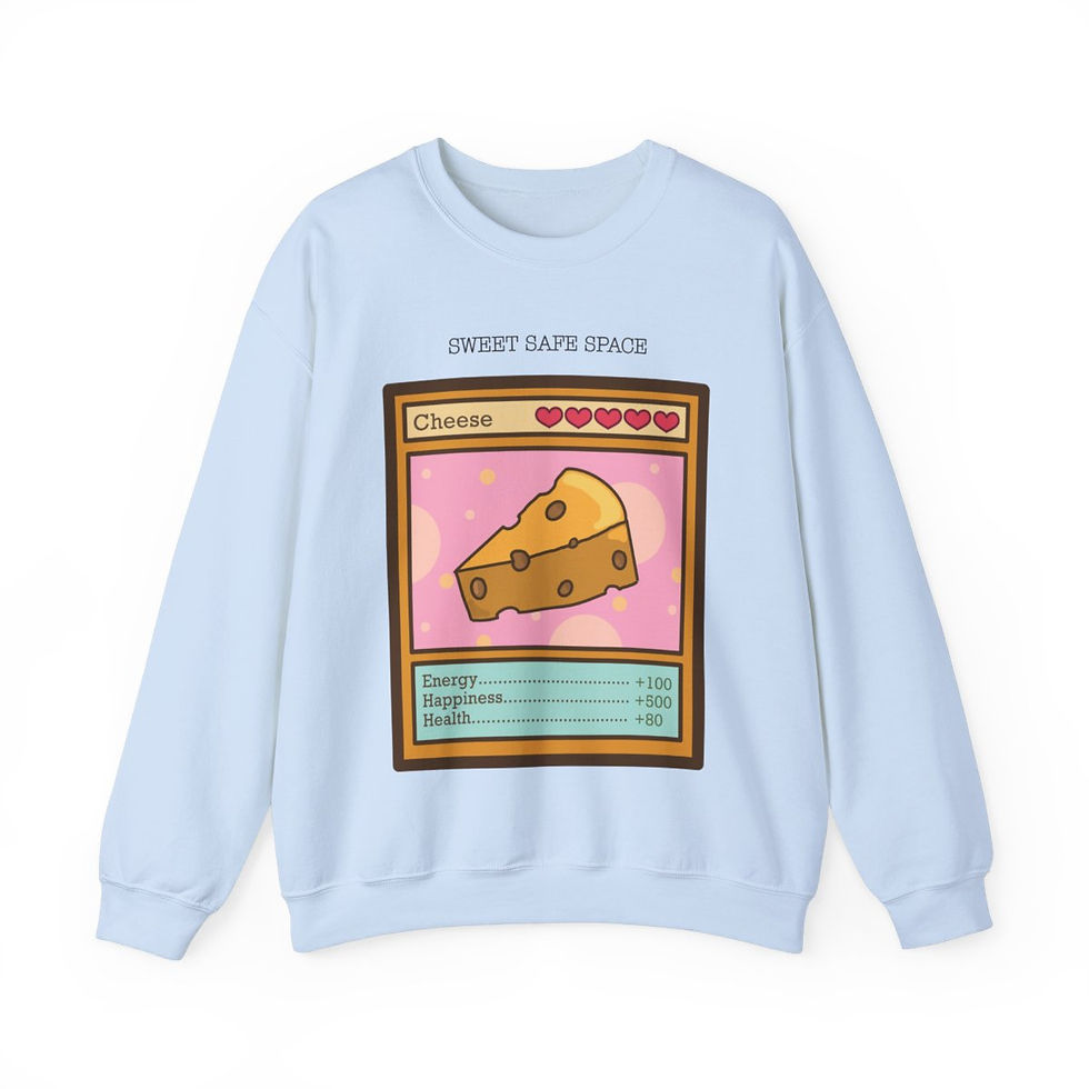 Thumbnail: Game Card Stats - CHEESE - Unisex Kawaii Sweatshirt (5 Colors)