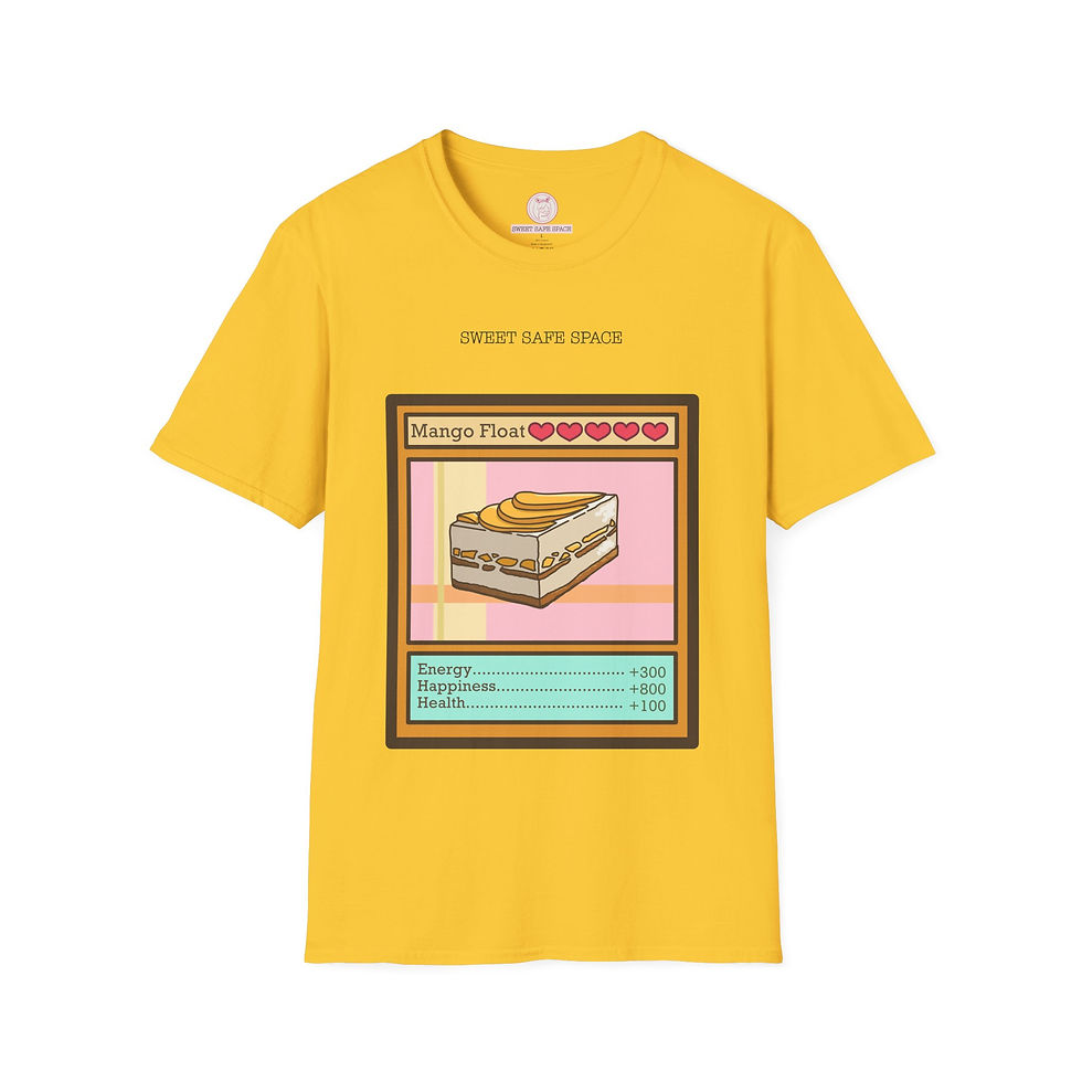 Thumbnail: Game Card Stats - MANGO FLOAT - Kawaii Shirt - Unisex Softstyle Tee (4 Colors)